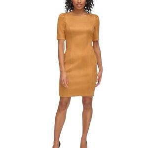 DKNY Women’s Short Sleeve Puff Sleeve Scuba Suede Sheath Dress NWT size 4